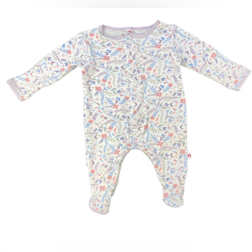 E=MC Baby Girl Cotton Floral Print Footie - 0-3M